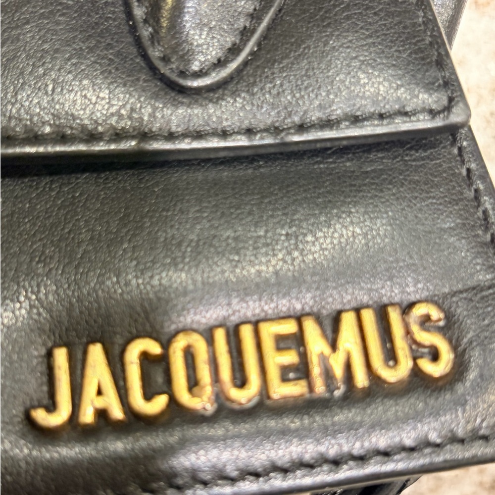 Jacquemus Black Leather Mini Bag with Gold Logo - Picture 4 of 11